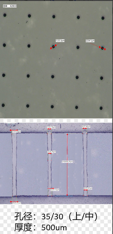 Efficacité élevée malgré le trou / trou aveugle sur le verre 35um pour les puces GPU / CPU / AI